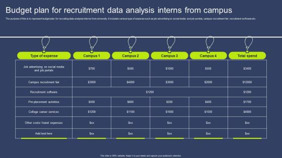 Budget Plan For Recruitment Data Analysis Interns From Campus Mockup Pdf