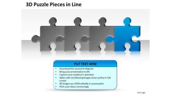 Building 3d Puzzle Pieces In Line PowerPoint Slides And Ppt Diagram Templates