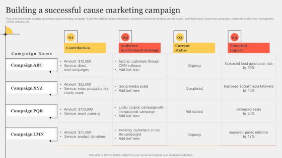 Building A Successful Cause Marketing Campaign Improving Customer Interaction Through Portrait Pdf