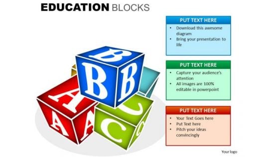 Building Blocks With Alphabets PowerPoint Clipart Slides