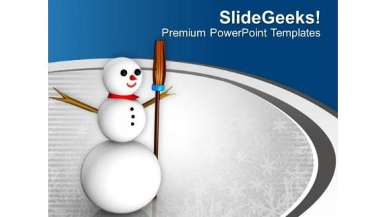 Built Snowman For Christmas PowerPoint Templates Ppt Backgrounds For Slides 0513