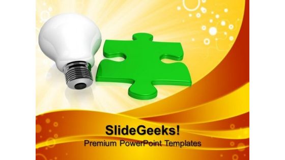 Bulb And Green Puzzle Technology PowerPoint Templates And PowerPoint Themes 1012