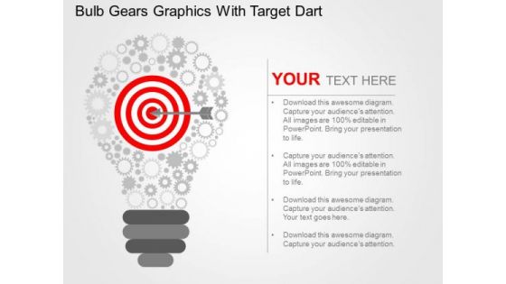 Bulb Gears Graphics With Target Dart PowerPoint Template Bulb Gears Graphics With Target Dart PowerPoint Template