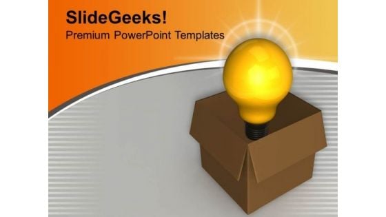 Bulb Idea Symbol In Carton Box PowerPoint Templates Ppt Backgrounds For Slides 0213