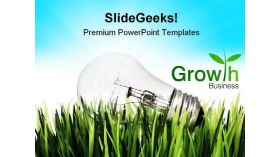 Bulb In The Grass Future PowerPoint Template 1110