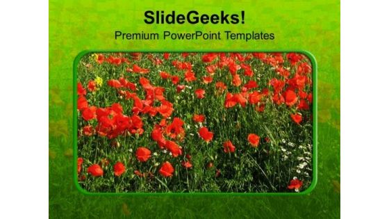 Bunch Of Red Flowers Environment PowerPoint Templates Ppt Backgrounds For Slides 0213