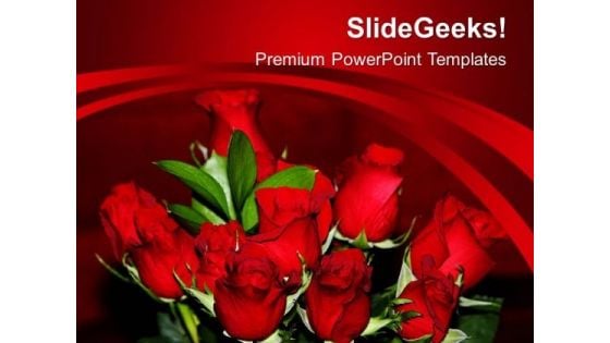 Bunch Of Roses With Red Background PowerPoint Templates Ppt Backgrounds For Slides 0613