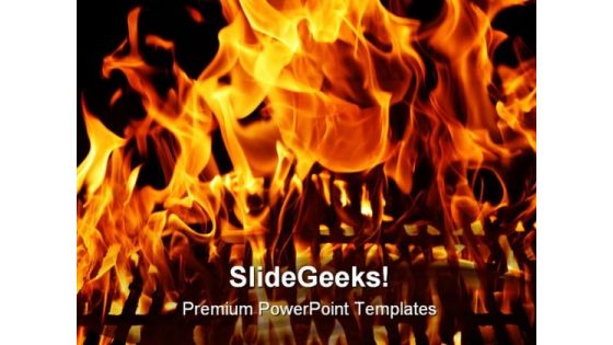 Burning Flame From Grill Industrial PowerPoint Templates And PowerPoint Backgrounds 0311