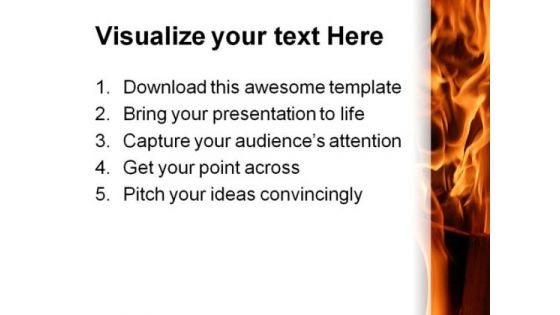 Burning Wood Metaphor PowerPoint Themes And PowerPoint Slides 0411