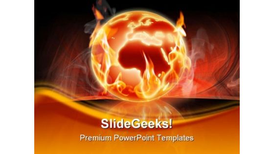 Burning World Globe PowerPoint Template 0910