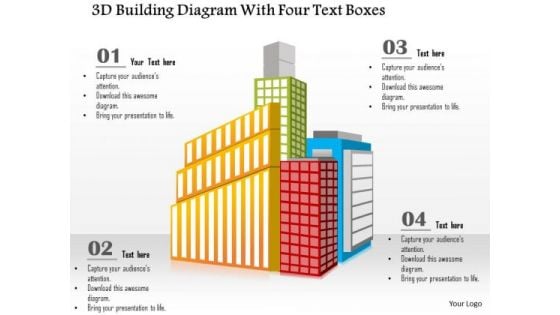 Busines Diagram 3d Building Diagram With Four Text Boxes Presentation Template