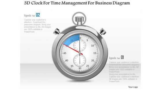 Busines Diagram 3d Clock For Time Management For Business Diagram Presentation Template