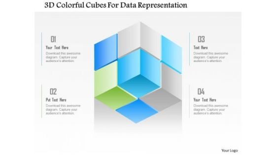 Busines Diagram 3d Colorful Cubes For Data Representation Presentation Template