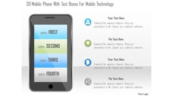 Busines Diagram 3d Mobile Phone With Text Boxes For Mobile Technology Ppt Template