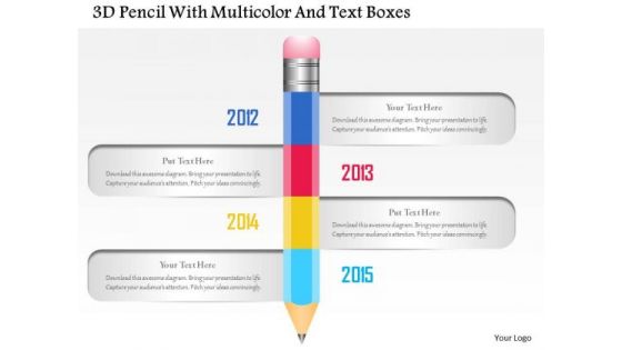 Busines Diagram 3d Pencil With Multicolor And Text Boxes Presentation Template