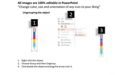 Busines Diagram 3d Pencil With Multicolor And Text Boxes Presentation Template