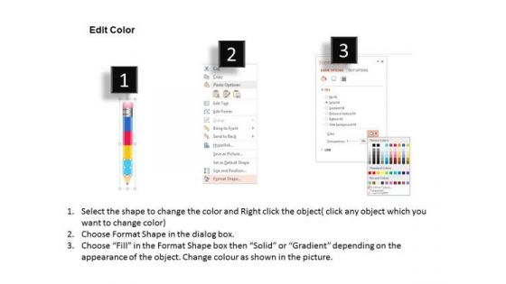 Busines Diagram 3d Pencil With Multicolor And Text Boxes Presentation Template