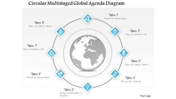 Busines Diagram Circular Multistaged Global Agenda Diagram Presentation Template
