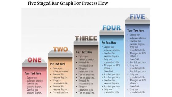 Busines Diagram Five Staged Bar Graph For Process Flow Presentation Template