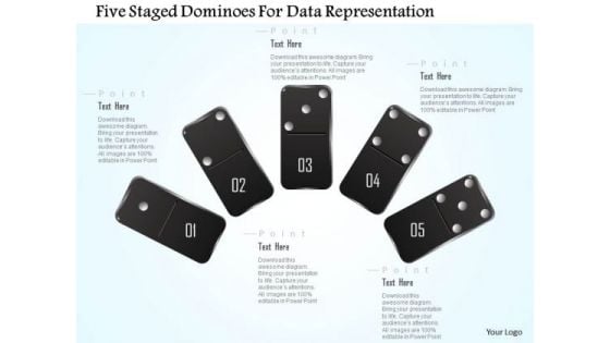 Busines Diagram Five Staged Dominoes For Data Representation Presentation Template