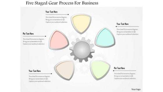 Busines Diagram Five Staged Gear Process For Buisness Presentation Template