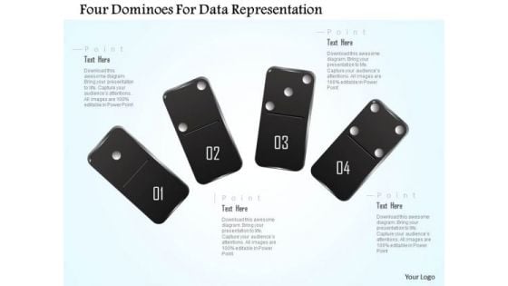 Busines Diagram Four Dominoes For Data Representation Presentation Template