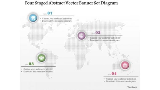 Busines Diagram Four Staged Abstract Vector Banner Set Diagram Presentation Template