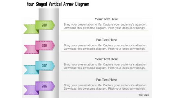 Busines Diagram Four Staged Vertical Arrow Diagram Presentation Template