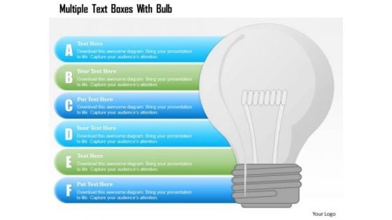 Busines Diagram Multiple Text Boxes With Bulb Presentation Template