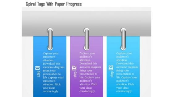 Busines Diagram Spiral Tags With Paper Progress Presentation Template