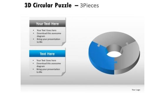 Business 3d Circular Puzzle 3 Pieces PowerPoint Slides And Ppt Diagram Templates