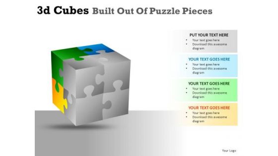 Business 3d Cube Puzzle Pieces PowerPoint Slides And Ppt Diagram Templates