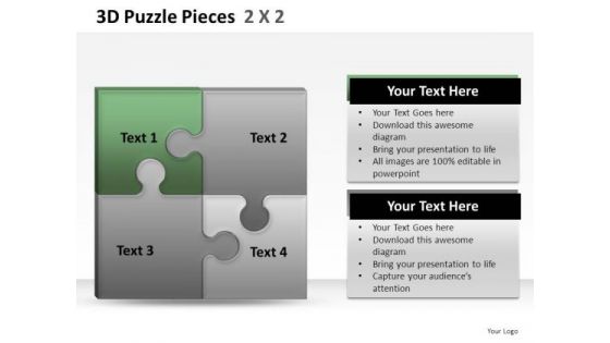 Business 3d Puzzle Pieces 2x2 PowerPoint Slides And Ppt Diagram Templates