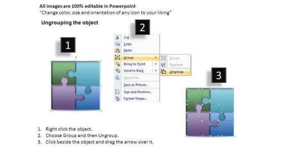 Business 3d Puzzle Pieces 2x2 PowerPoint Slides And Ppt Diagram Templates