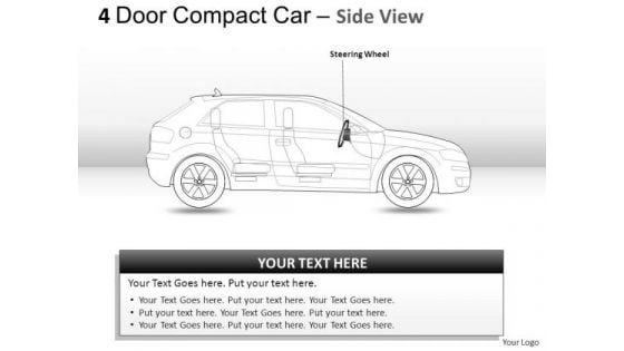 Business 4 Door Blue Car Side View PowerPoint Slides And Ppt Diagrams Templates