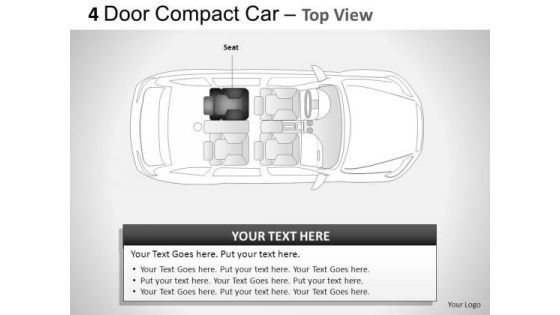 Business 4 Door Blue Car Top View PowerPoint Slides And Ppt Diagrams Templates