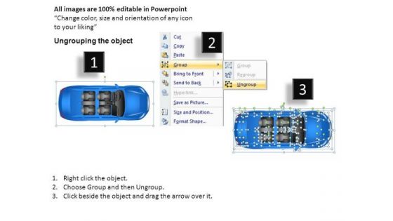 Business 4 Door Blue Car Top View PowerPoint Slides And Ppt Diagrams Templates