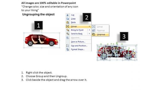 Business 4 Door Red Car Side View PowerPoint Slides And Ppt Diagrams Templates