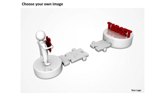 Business Activity Diagram 3d Man And Puzzle With Target PowerPoint Slides