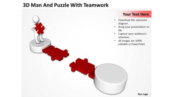 Business Activity Diagram 3d Man And Puzzle With Teamwork PowerPoint Slides