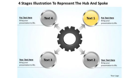 Business Activity Diagram Illustration To Represent The Hub And Spoke PowerPoint Slides