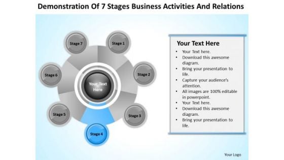 Business Analysis Diagrams Of 7 Stages Activities And Relations PowerPoint Templates