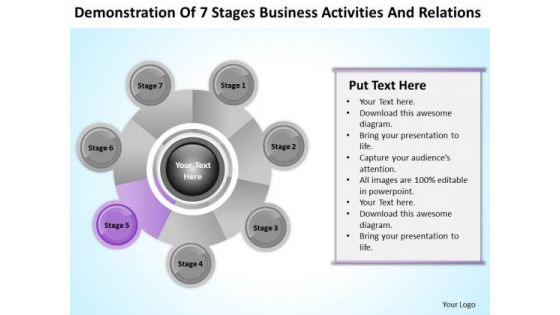 Business Analysis Diagrams Of 7 Stages Activities And Relations Ppt PowerPoint Template