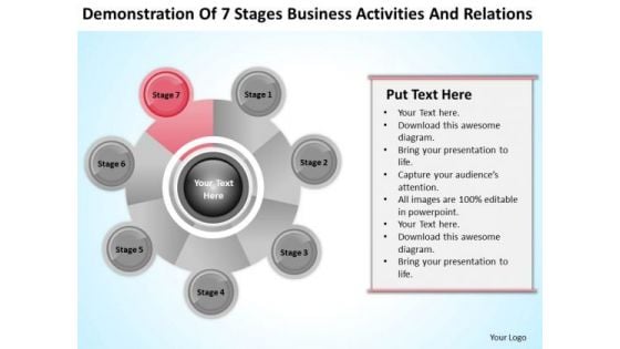 Business Analysis Diagrams Of 7 Stages Activities And Relations Ppt PowerPoint Templates