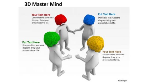 Business Analyst Diagrams 3d Man Human Mind PowerPoint Templates