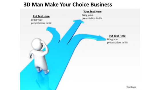Business Analyst Diagrams 3d Man Make Your Choice PowerPoint Theme Slides