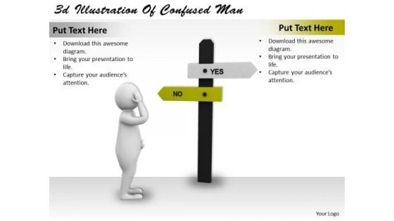 Business And Strategy 3d Illustration Of Confused Man Basic Concepts