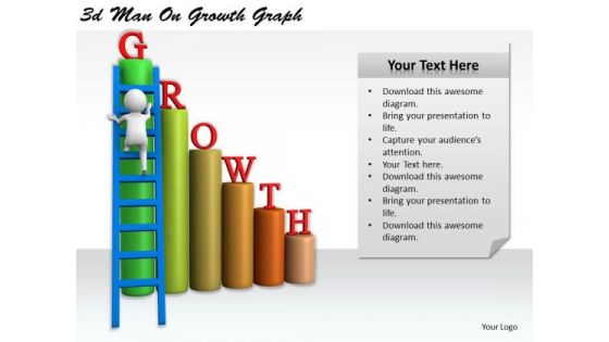 Business And Strategy 3d Man On Growth Graph Character