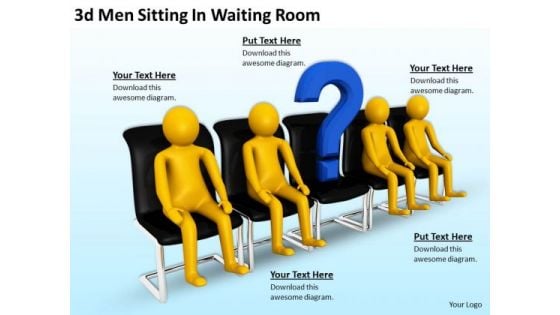 Business And Strategy 3d Men Sitting Waiting Room Concept Statement