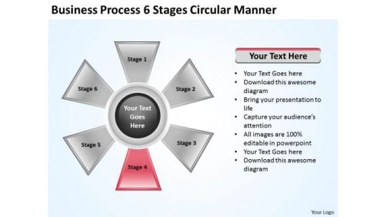 Business And Strategy Process 6 Stages Circular Manner Development Template